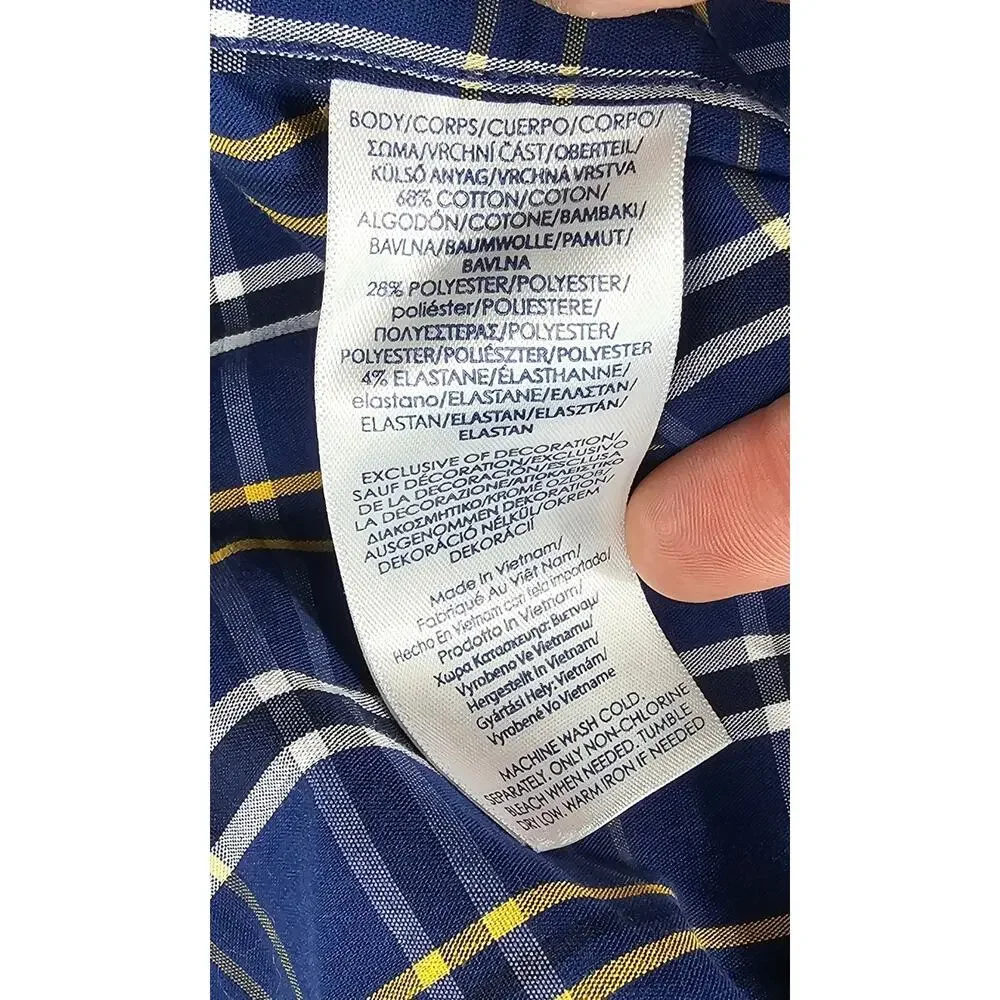 NWT 2XLT 2XL TALL Chaps Easy Care no iron long sleeve plaid button up casual - Picture 4 of 7